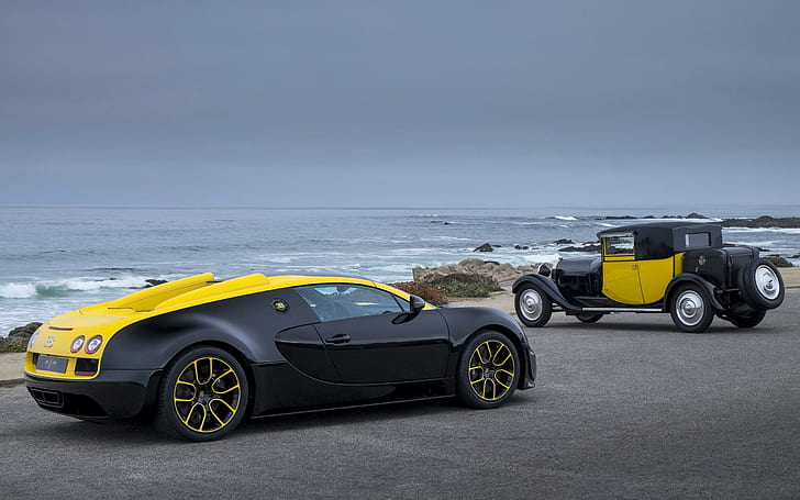 Bugatti Grand Sport Vitesse 1 из 1 2, черный и желтый концепт-кар, гранд, спорт, bugatti, vitesse, автомобили, HD обои