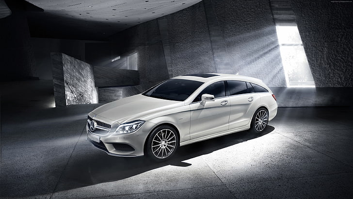 CLS Klasse, Final Edition, Shooting Brake, white, luxury cars, Mercedes-Benz, HD wallpaper