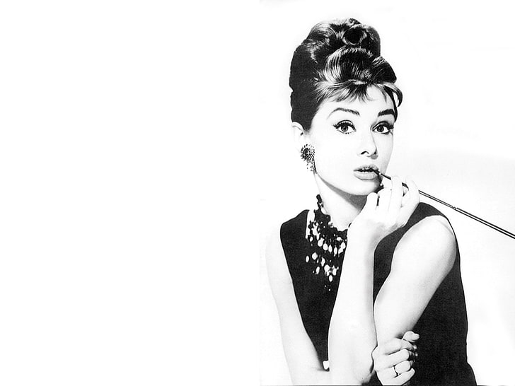 Audrey Hepburn, Breakfast at Tiffany's, Holly Golightly, femmes, films, monochrome, actrice, Fond d'écran HD