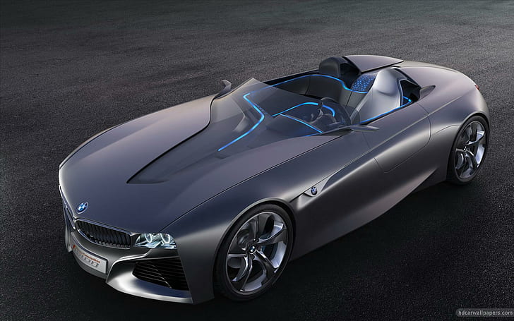 2011 BMW Vision Connected Drive Concept 4, czarne bmw roadster, 2011, koncepcja, wizja, jazda, połączone, samochody, Tapety HD
