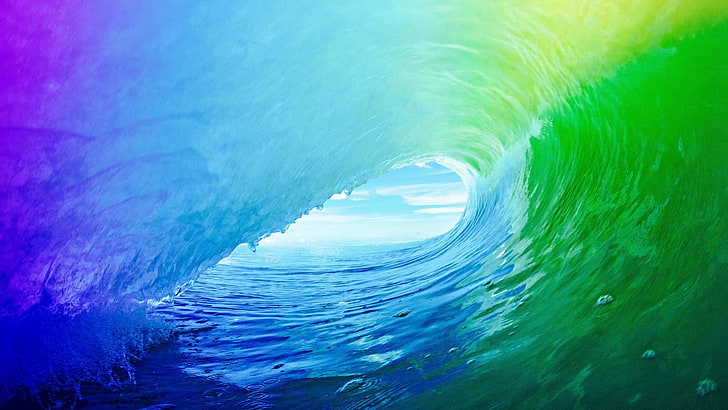 blå och grön kropp av vatten, vågor, färgglada, natur, vatten, hav, HD tapet