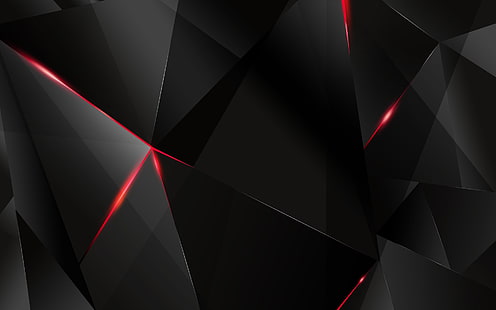 papel de parede preto e vermelho pirâmides, pintura abstrata preto e vermelho, geometria, escuro, preto, textura, arte digital, HD papel de parede HD wallpaper