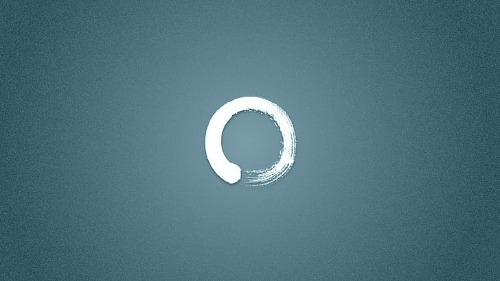blue background, circle, minimalism, ensō, zen, digital art, simple background, ouroboros, abstract, HD wallpaper