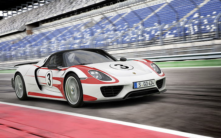 2014 Porsche 918 Spyder Weissach Package, бело-красное спортивное купе, Spyder, пакет, Porsche, 2014, Weissach, автомобили, HD обои