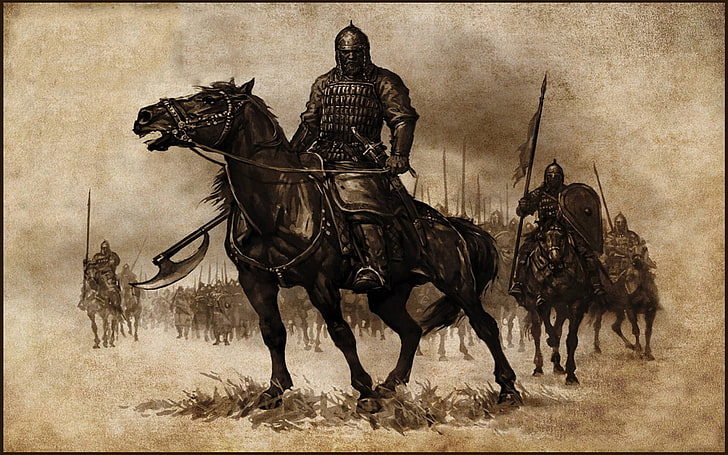 knight riding horse painting, Mount and Blade, warrior, war, video games, horse, HD wallpaper