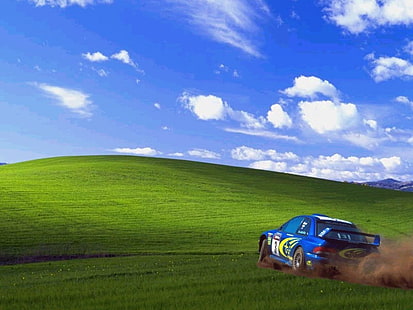синьо Subaru WRX Impreza купе рали автомобил, превозни средства, рали, рали, Windows XP, HD тапет HD wallpaper