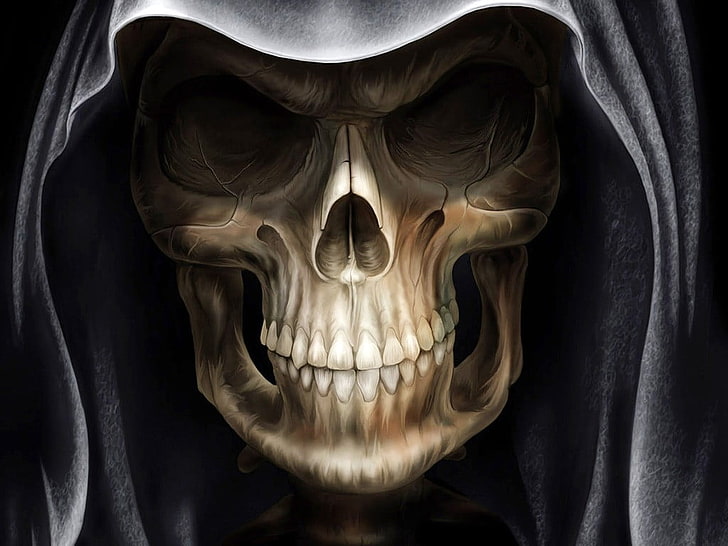 death, skull, Grim Reaper, fantasy art, HD wallpaper