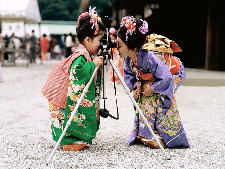 Cute Chinese Child Girls with Camera, 1920x1440, น่ารัก, จีน, เด็กผู้หญิง, กล้อง, วอลล์เปเปอร์ HD