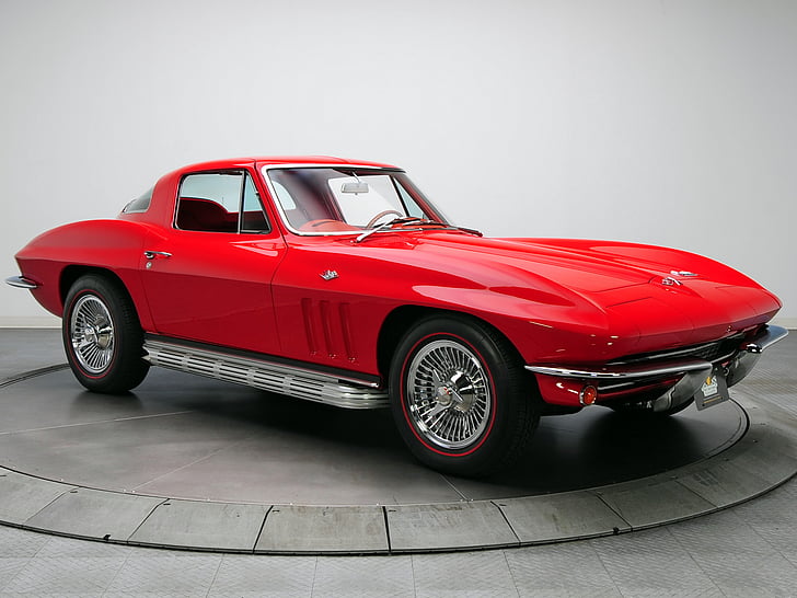 auto, cars, chevrolet, classic, corvette, muscle, red, retro, HD wallpaper