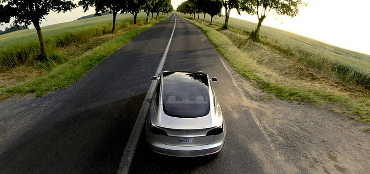 Tesla Motors modelo 3 coche eléctrico, Fondo de pantalla HD
