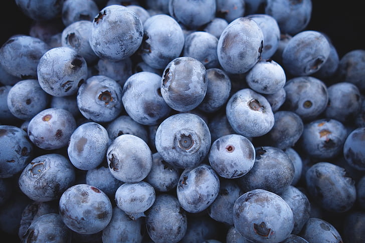 blueberries, close-up, fruits, Food, HD wallpaper