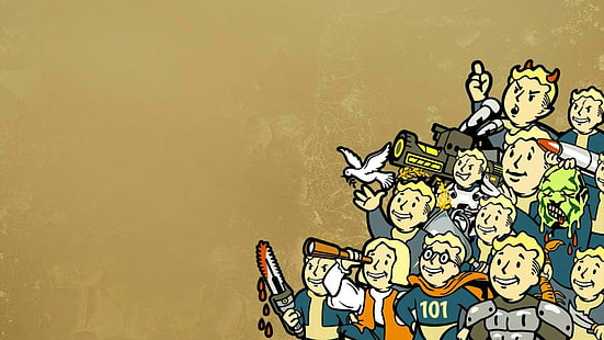 menschliche Figuren Illustration, Fallout, Pip-Boy, Vault Boy, HD-Hintergrundbild HD wallpaper