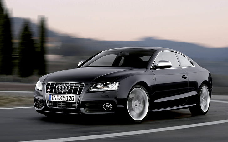 Black Car, Audi A5, Road, black audi luxury car, black car, audi a5, road, HD wallpaper