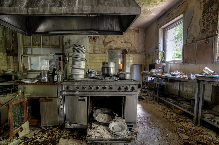 Küche, alt, verlassen, HDR, HD-Hintergrundbild