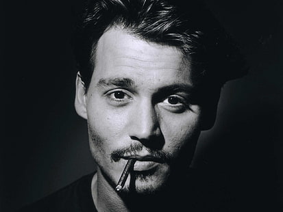 Johnny Depp, homens, rosto, ator, celebridade, monocromático, retrato, HD papel de parede HD wallpaper