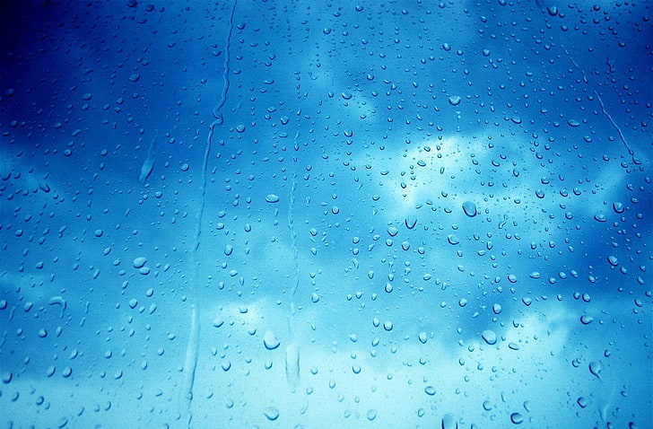 nimbus clouds, rain, sky, water on glass, HD wallpaper