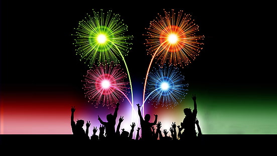 Happy New Year 2018 Celebration Animated 3d Fireworks Desktop Hd Wallpaper per telefoni cellulari Tablet e PC 3840 × 2160, Sfondo HD HD wallpaper