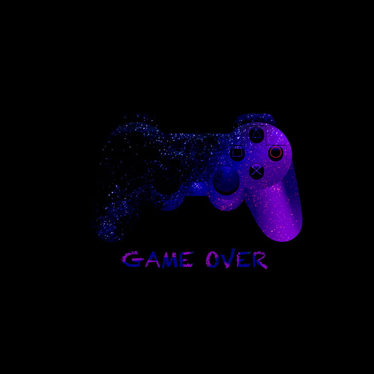 game over, joystick, controller, gamepad, neon, HD wallpaper