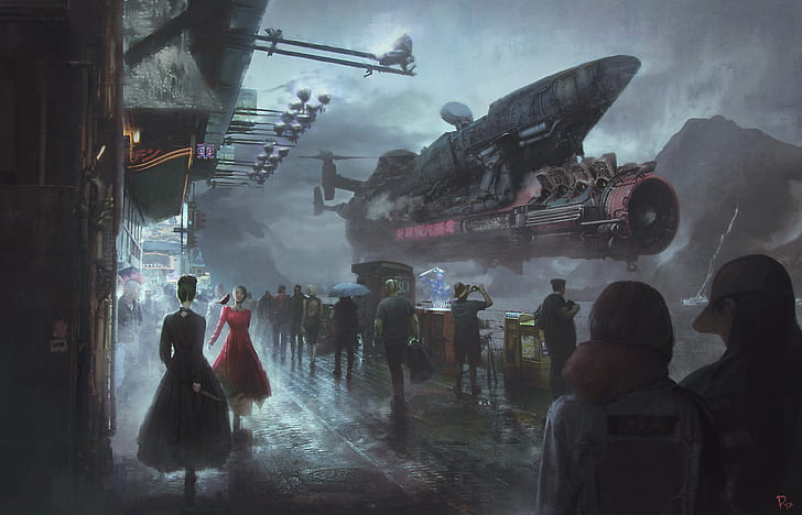 خيال علمي ، Steampunk ، أشخاص ، مركبة، خلفية HD