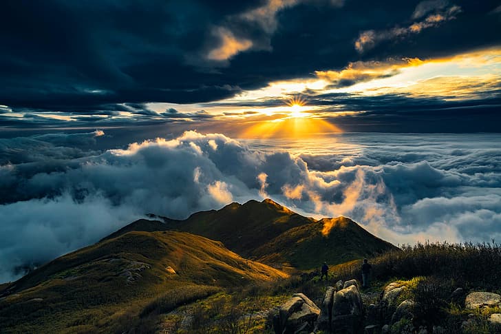 Sun, Mountain, View, Travel, Cloud, Rise, HD wallpaper