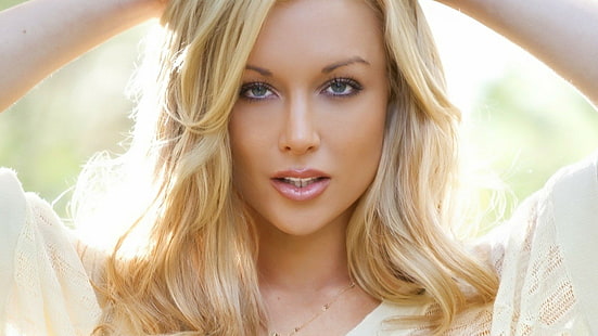 блондинка, руки вверх, модель, женщины, лицо, Kayden Kross, HD обои HD wallpaper