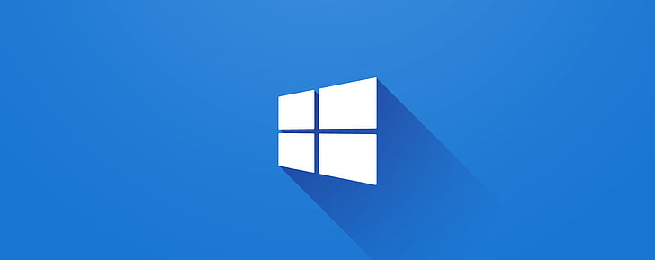 Logo Windows 10, logo Microsoft Windows, Windows, Windows 10, putih, biru, mario bros, minimalis, bayangan panjang, logo, 10, 8, sistem operasi, Wallpaper HD