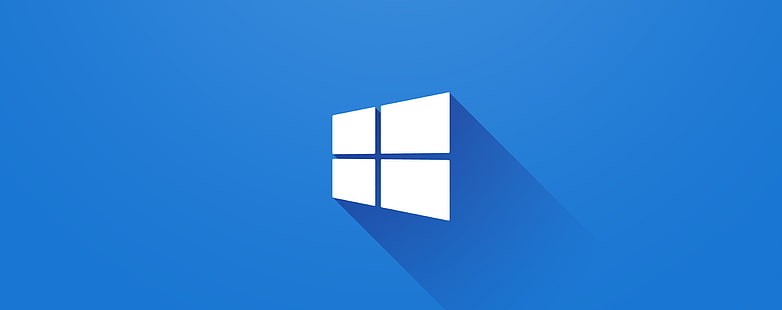 Logo Windows 10, logo Microsoft Windows, Windows, Windows 10, biały, niebieski, mario bros, minimalistyczny, długi cień, logo, 10, 8, system operacyjny, Tapety HD HD wallpaper