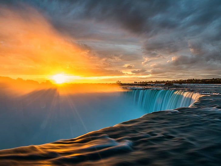 Ниагарския водопад Sunset-Nature HD Wallpaper, Ниагарския водопад, HD тапет