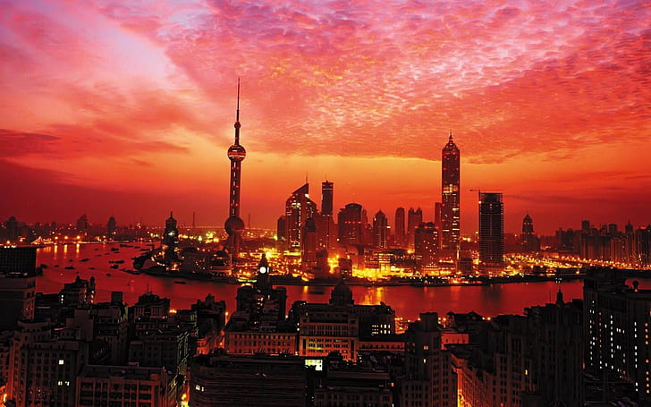 Sunset-in-Shanghai-urban-architecture-China-Wallpaper-HD-2560×1600, HD wallpaper