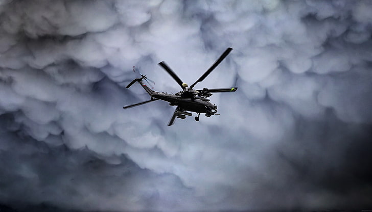 Himlen, moln, helikopter, armé, Ryssland, luftfart, BBC, Mi-28N, spoilern, nattjägare, ryska flygvapnet, Mi-28, mil, Mi 28, attackhelikopter, Mi28n, Ми28, madeinkipish, HD tapet