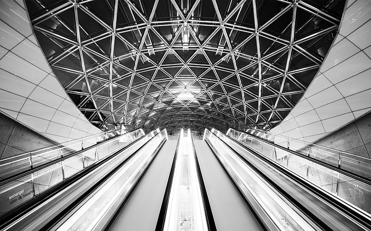 the ceiling, architecture, escalators, by Robin De Blanche, the author's work, Archangel, HD wallpaper