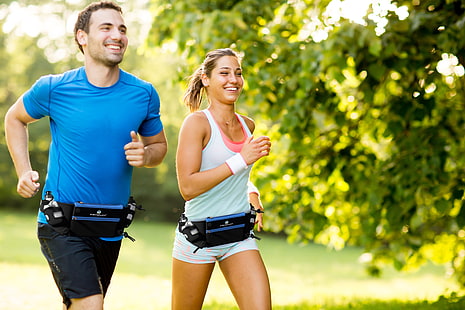 couple, laughing, running, physical activity, HD wallpaper HD wallpaper