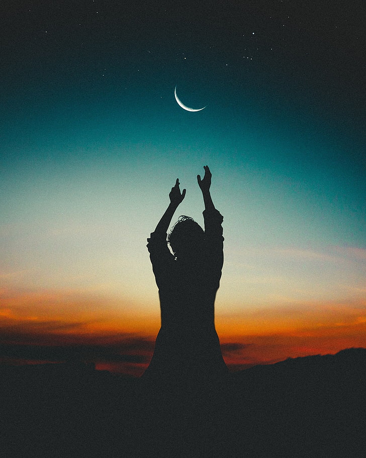ภาพเงาของผู้ชายภาพเงาผู้ชายกลางคืนดวงจันทร์ท้องฟ้า, วอลล์เปเปอร์ HD, วอลเปเปอร์โทรศัพท์