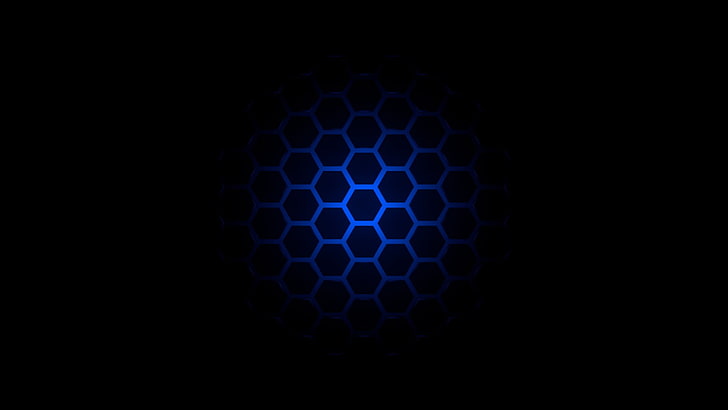 الأزرق والأسود وأنماط خلية النحل والملمس والفن الرقمي، خلفية HD