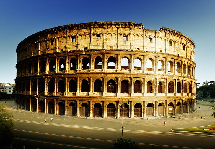 Colosseum, Roma, bangunan tua, bangunan, Italia, arsitektur, kuno, Wallpaper HD