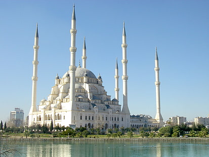 Мечеть сабанчи, белый храм, религиозная, мусульманская, мечеть, HD обои HD wallpaper