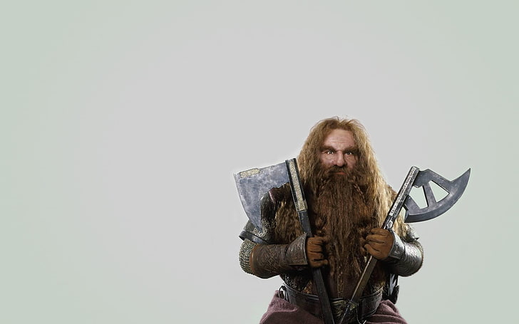 gray-and-black axe, The Lord of the Rings, Gimli, dwarfs, axes, moustache, movies, HD wallpaper
