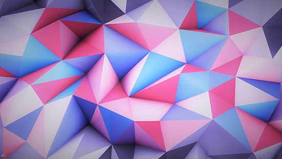абстрактный, 3D, розовый, синий, яркий, красочный, HD обои HD wallpaper