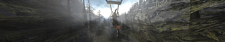 gameplay illustration, Tomb Raider, Eyefinity, video games, triple screen, HD wallpaper