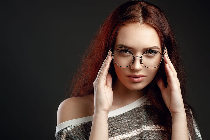 look, hair, Girl, glasses, Sergey Sorokin, HD wallpaper