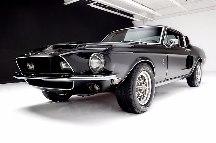 1968, preto, carros, fastback, ford, gt350, mustang, shelby, HD papel de parede