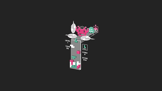 illustrazione grigia e rosa, Tetris, giochi retrò, Sfondo HD HD wallpaper