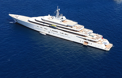 white cruise ship, yacht, boat, white, eclipse, sea., mega, motor, HD wallpaper HD wallpaper