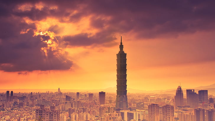 le ciel, les nuages, la chaleur, Taipei, province de Taiwan, Chine, Fond d'écran HD