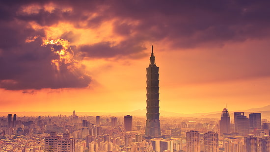 небо, облака, жара, Тайбэй, провинция Тайвань, Китай, HD обои HD wallpaper
