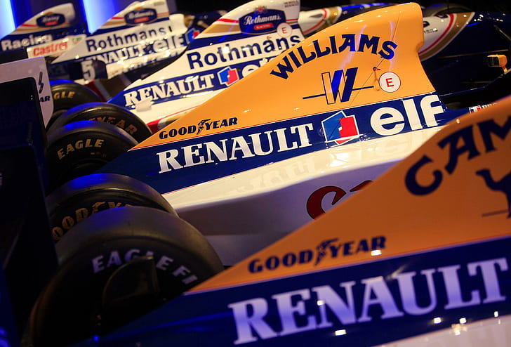 Williams Renault, assorted color f1 racing cars, renault, formula 1, williams, cars, HD wallpaper