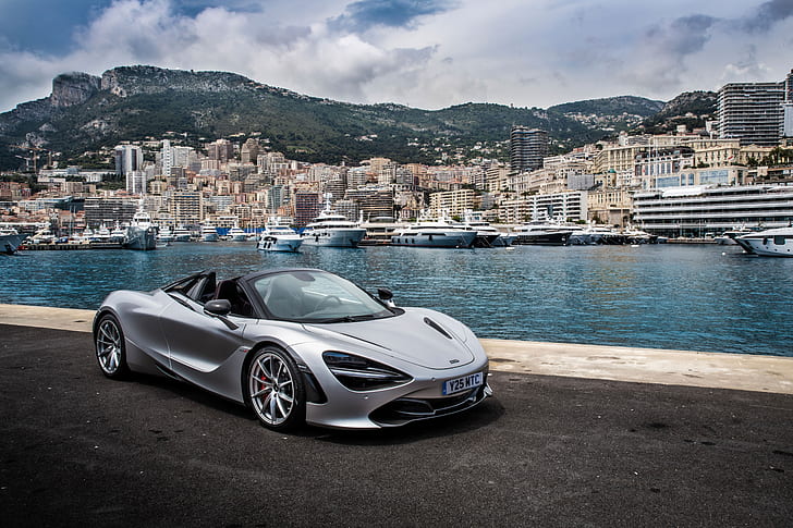 McLaren, McLaren 720S, Auto, Monaco, Silber Auto, Sportwagen, Supercar, Fahrzeug, HD-Hintergrundbild