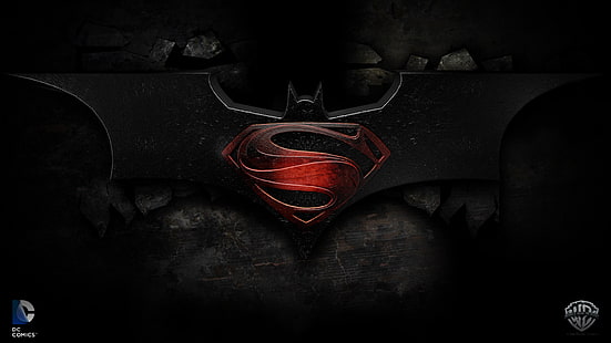 Batman vs. Superman logo, logo, Batman, comic, Superman, DC Comics, Warner Bros, Batman vs. Superman, HD wallpaper HD wallpaper