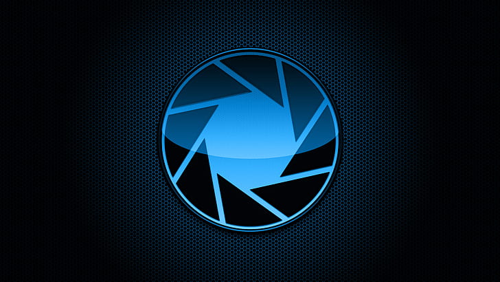 Aperture Portal Blue HD, video game, biru, portal, aperture, Wallpaper HD