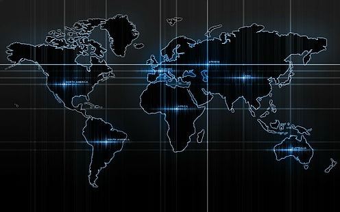 Kontinente, Dunkelheit, Karte, Weltkarte, HD-Hintergrundbild HD wallpaper